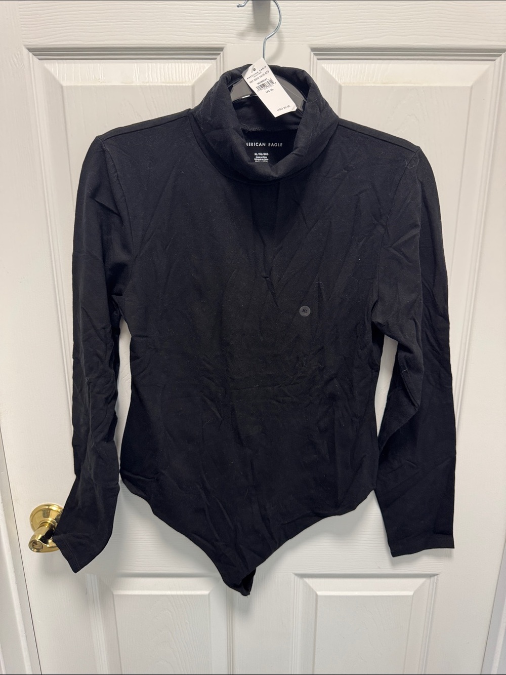 American Eagle Outfitters Black Long-Sleeve Turtleneck Bodysuit